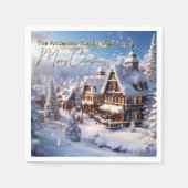 Snowy Alpine Chalet Christmas Winter holiday Serviette (Vorderseite)