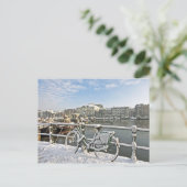 Snowy Amsterdam beim Amstel in den Niederlanden Postkarte (Stehend Vorderseite)