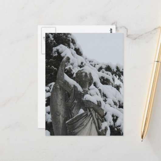 Snowy Angel in Washington, Iowa  Postkarte (Vorderseite/Rückseite Beispiel)