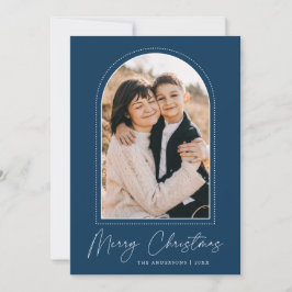 Snowy Arch Navy Blue Frohe Weihnachts-Foto Feiertagskarte