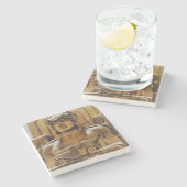 Snowy Art Deco Statue Steinuntersetzer (Seitenansicht)