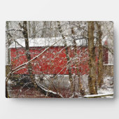 Snowy Ashland Red Covered Bridge in Delaware Fotoplatte (Vorderseite)