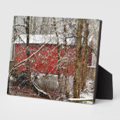 Snowy Ashland Red Covered Bridge in Delaware Fotoplatte (Seite)