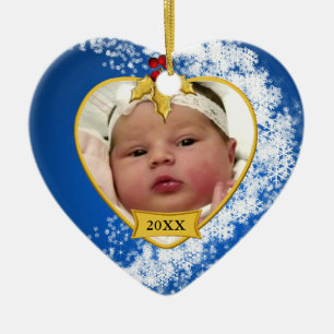 Snowy Baby's First Christmas Foto Keramikornament