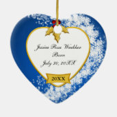 Snowy Baby's First Christmas Foto Keramikornament (Hinten)