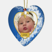 Snowy Baby's First Christmas Foto Keramikornament (Links)