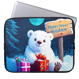Snowy Bär Weihnachtsjubiläum Wasserfarbe Laptopschutzhülle