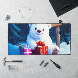 Snowy Bär Weihnachtsjubiläum Wasserfarbe Schreibtischunterlage