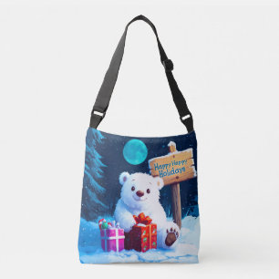 Snowy Bär Weihnachtsjubiläum Wasserfarbe Tragetaschen Mit Langen Trägern