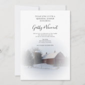 Snowy Barn Silo Winter Hochzeit Probe Dinner Einladung (Vorderseite)