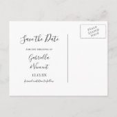 Snowy Barn und Silo Winter Wedding Save the Date Ankündigungspostkarte (Rückseite)