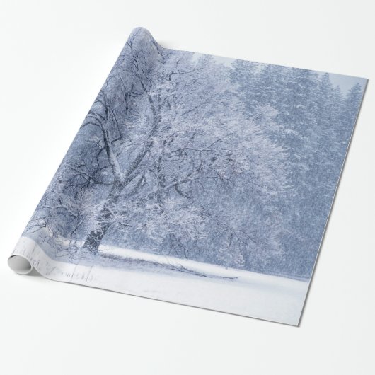 Snowy-Baum-Winter gefrorene Szene Geschenkpapier (Ungerollt)