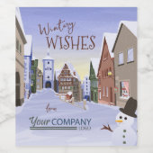 Snowy Bavarian Village Company Holiday Card Weinetikett (Einzelnes Label)