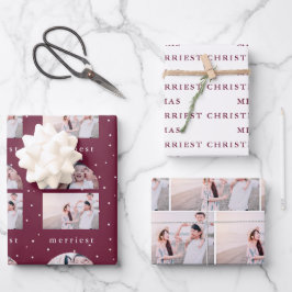Snowy Berry Merriest Weihnachts Foto Wrapping Geschenkpapier Set