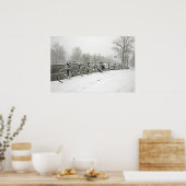Snowy bikes in Amsterdam, Niederlande Poster (Küche)