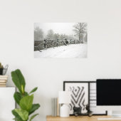 Snowy bikes in Amsterdam, Niederlande Poster (Heimbüro)