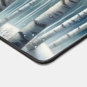 Snowy Birch Forest Desk Mat with Fox Schreibtischunterlage (Ecke)