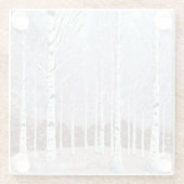 Snowy Birch Trees Christmas Dusty Blue ID1003 Glasuntersetzer (Rückseite)