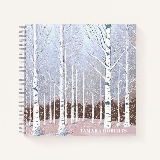 Snowy Birch Trees Christmas Dusty Blue ID1003 Notizblock (Vorderseite)
