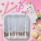 Snowy Birch Trees Christmas Dusty Blue ID1003 Pappteller (Party)