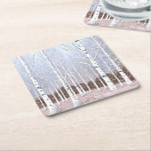 Snowy Birch Trees Christmas Dusty Blue ID1003 Rechteckiger Pappuntersetzer (angewinkelt)