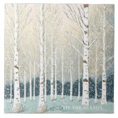 Snowy Birch Trees Weihnachten Aquamarin ID1003 Fliese (Vorderseite)