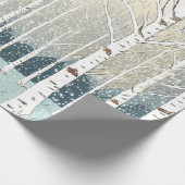 Snowy Birch Trees Weihnachten Aquamarin ID1003 Geschenkpapier (Ecke)