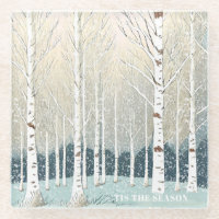 Snowy Birch Trees Weihnachten Aquamarin ID1003