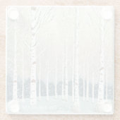 Snowy Birch Trees Weihnachten Aquamarin ID1003 Glasuntersetzer (Rückseite)