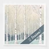 Snowy Birch Trees Weihnachten Aquamarin ID1003 Serviette (Vorderseite)