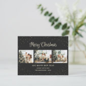 Snowy Black Frohe Weihnachts-Foto Feiertagskarte (Stehend Vorderseite)