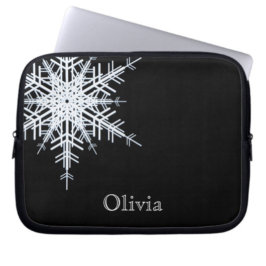 Snowy Black Laptop Sleeve (Vorderseite)