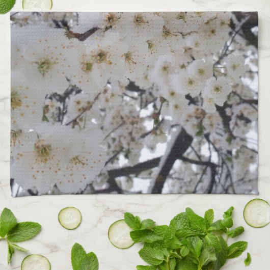 Snowy Blossom Kitchen Towel Geschirrtuch (Gefaltet)