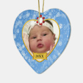 Snowy Blue Baby's 2 Sided Foto Keepake Keramikornament (Links)