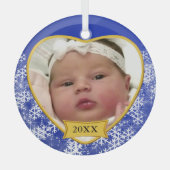 Snowy Blue Baby's Foto Herbst Weihnachten Ornament Aus Glas (Vorderseite)