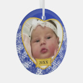Snowy Blue Baby's Foto Herbst Weihnachten Ornament Aus Glas (Vorderseite Rechts)
