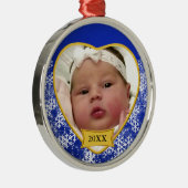 Snowy Blue Baby's Foto Herbst Weihnachten Ornament Aus Metall (Rechts)