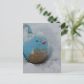 Snowy Blue Bird Postkarte (Stehend Vorderseite)