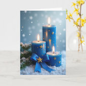 Snowy Blue Candlelight Card Karte (Gelbe Blume)