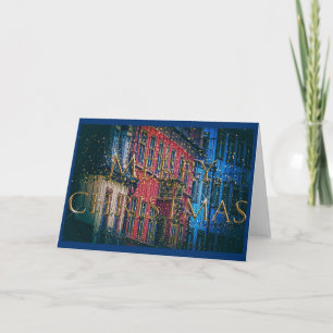 Snowy Blue City Scene Classic Weihnachten