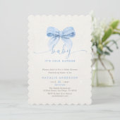 Snowy Blue Coquette It's Cold Outside Baby Shower Einladung (Stehend Vorderseite)