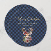 Snowy Blue Gold Deer Frohe Weihnachten (Vorne/Hinten)