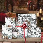 Snowy Blue Juniper Tree Branch & Pine Tree Cones W Geschenkpapier