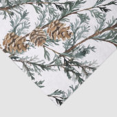 Snowy Blue Juniper Tree Branches & Cones Seidenpapier (Detail)