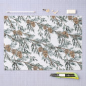 Snowy Blue Juniper Tree Branches & Cones Seidenpapier (Handwerk)