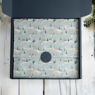 Snowy Blue Minimalistisch Christmas Village Seidenpapier