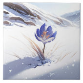 Snowy Blue Mountain Crocus Reborn Blume Keramik T Fliese (Vorderseite)