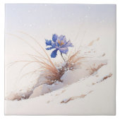 Snowy Blue Mountain Crocus Reborn Blume Keramik T Fliese (Vorderseite)