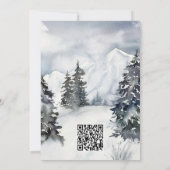 Snowy Blue Mountain Watercolor Rustikale Detailkar Einladung (Rückseite)