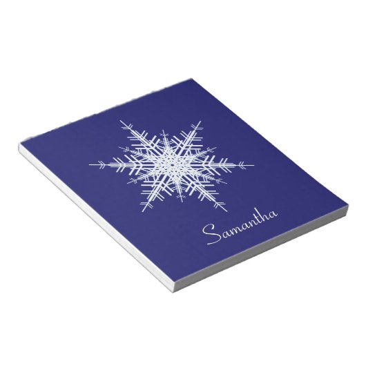 Snowy Blue Snowflake Notepad Notizblock (angewinkelt)